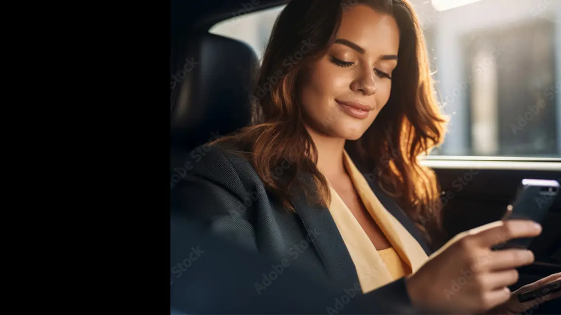 girl on phone in car test 1